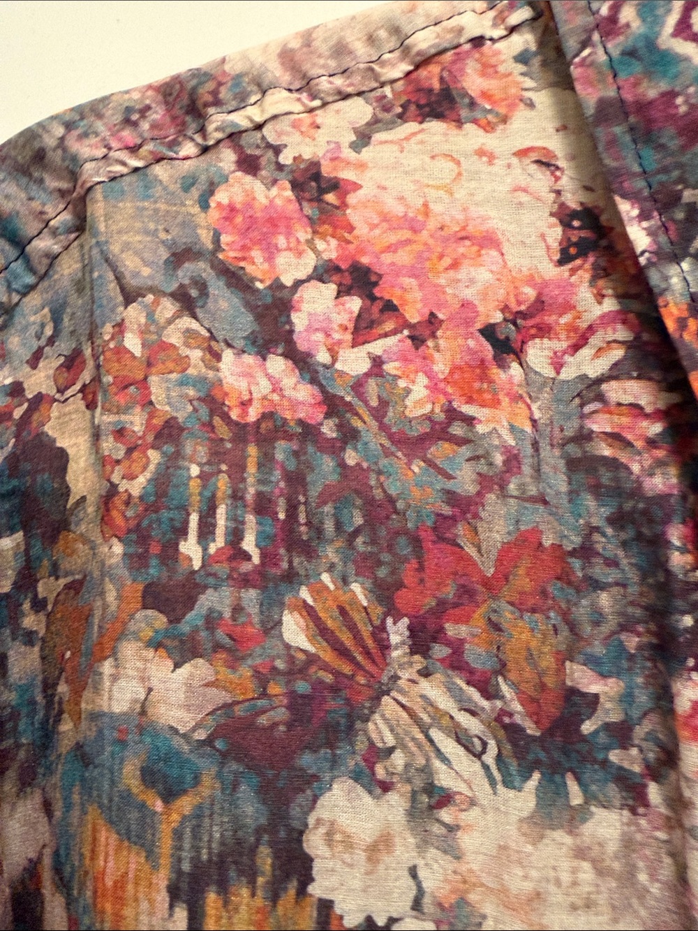 Johnny Was 3J Workshop Geometric Floral Blouse with Velvet Back XL - Picture 3 of 12